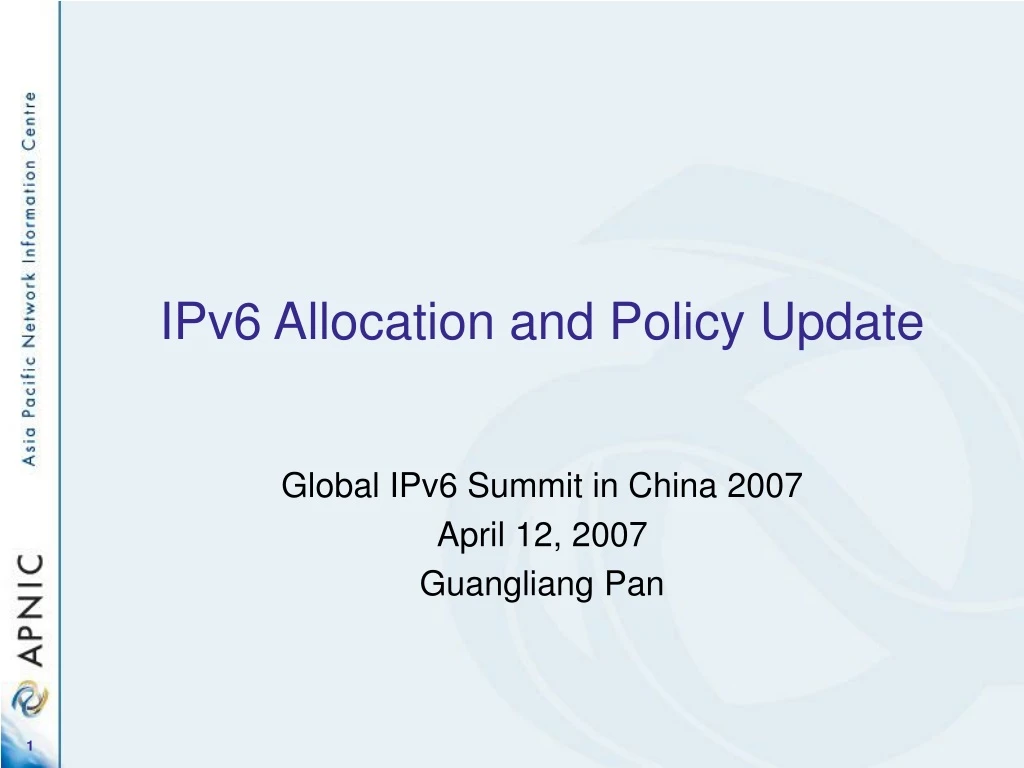 ipv6 allocation and policy update