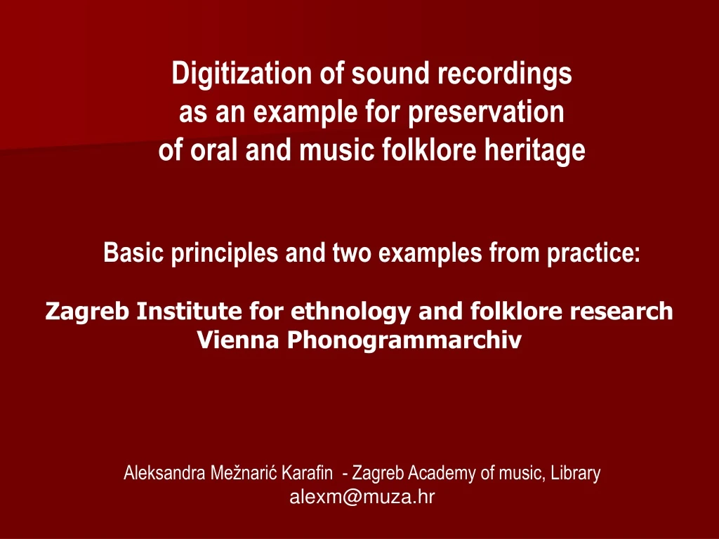 digitization of sound recordings as an example