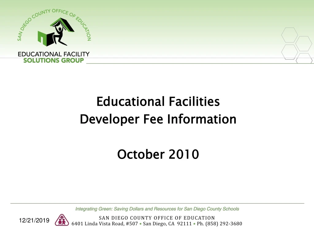 educational facilities developer fee information october 2010