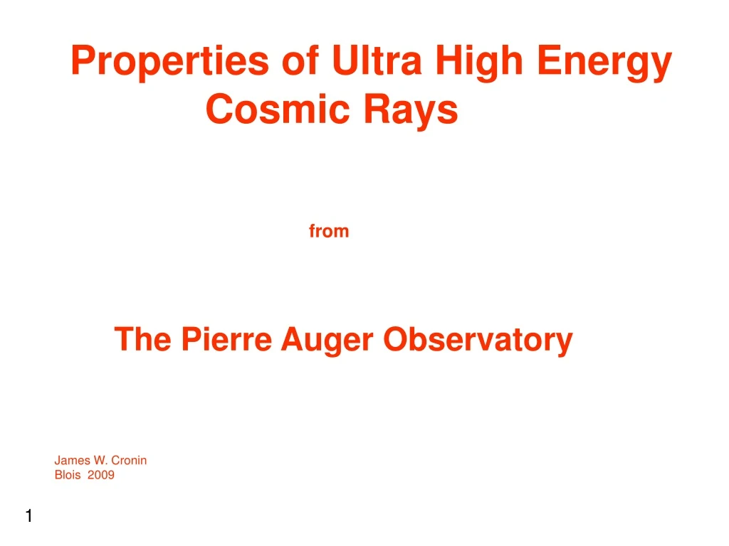 properties of ultra high energy cosmic rays from