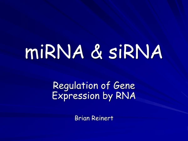 miRNA &amp; siRNA