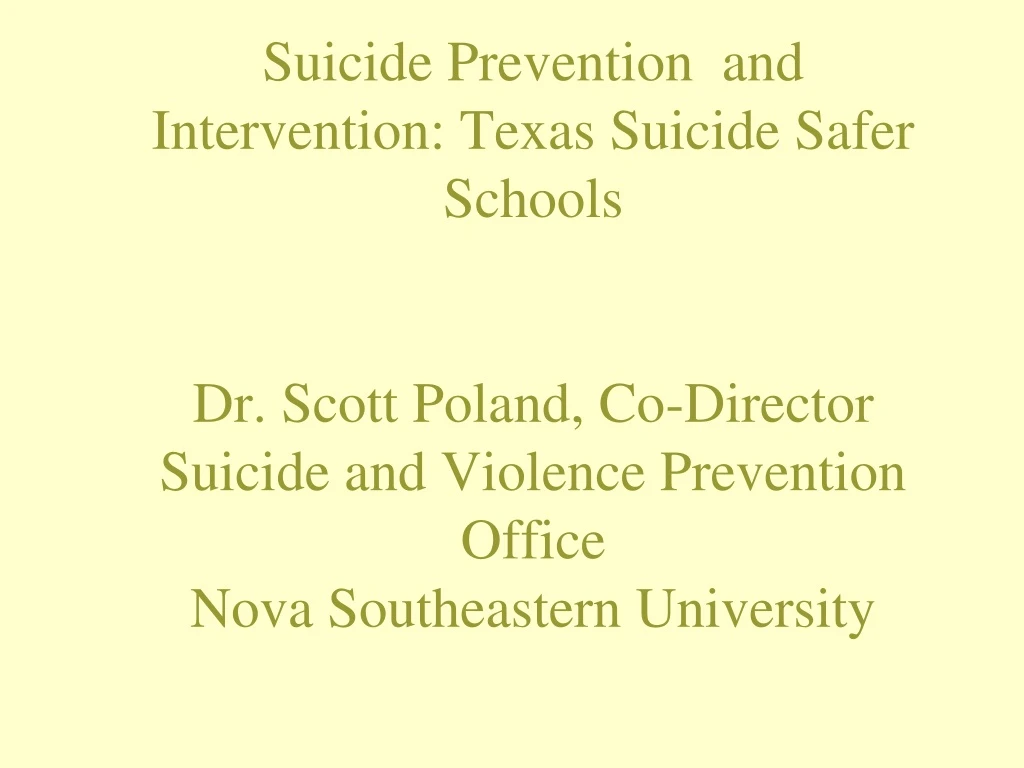 suicide prevention and intervention texas suicide