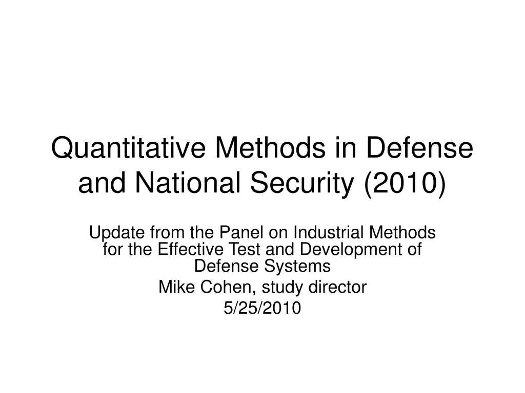 quantitative methods in defense and national security 2010