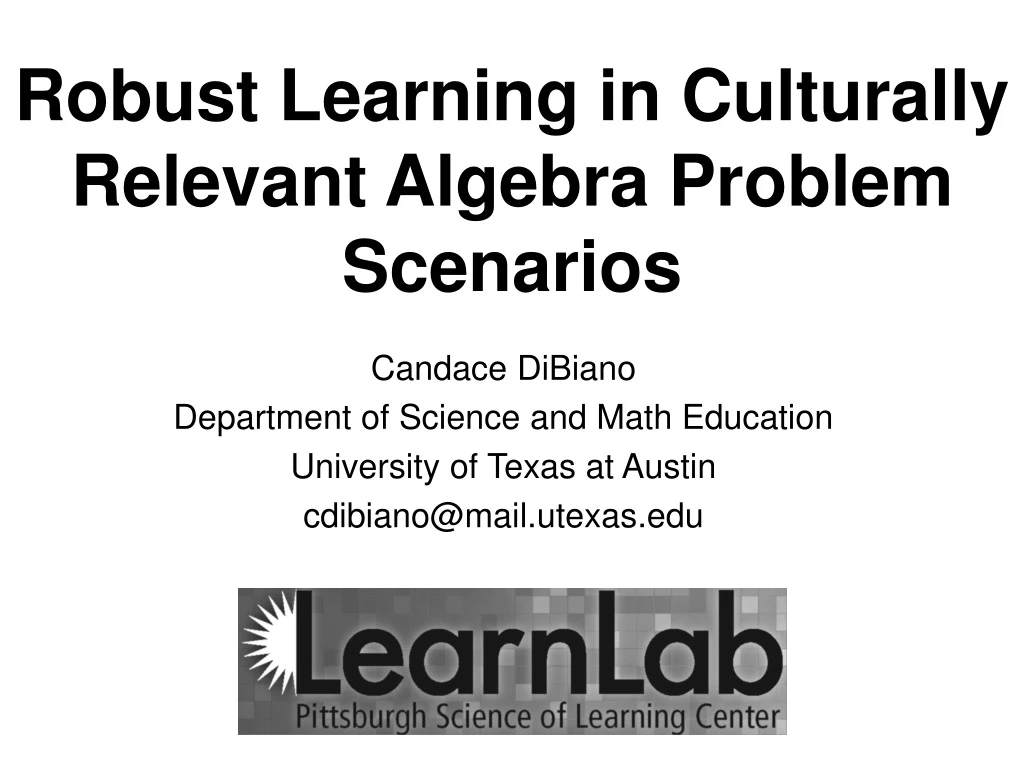 robust learning in culturally relevant algebra problem scenarios