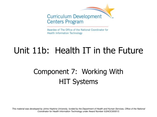 Unit 11b:  Health IT in the Future