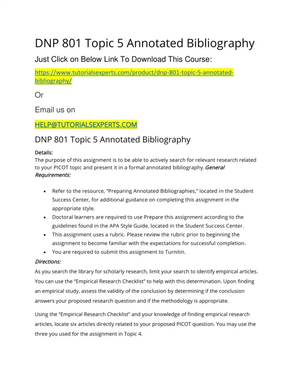 dnp 801 topic 5 annotated bibliography