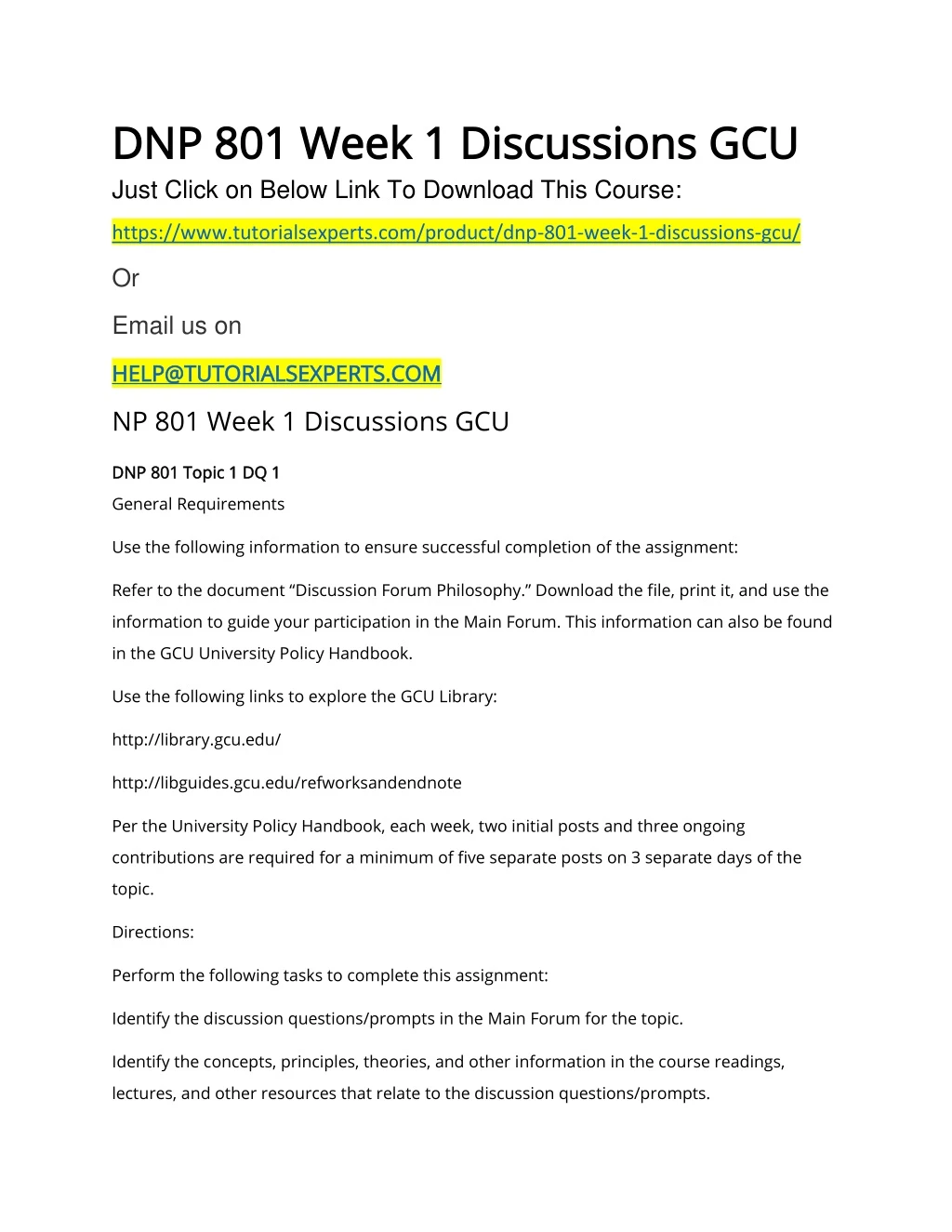 dnp 801 week 1 discussions gcu dnp 801 week