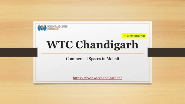 WTC chandigarh Brochure - Luxury Commercial Spaces in Mohali