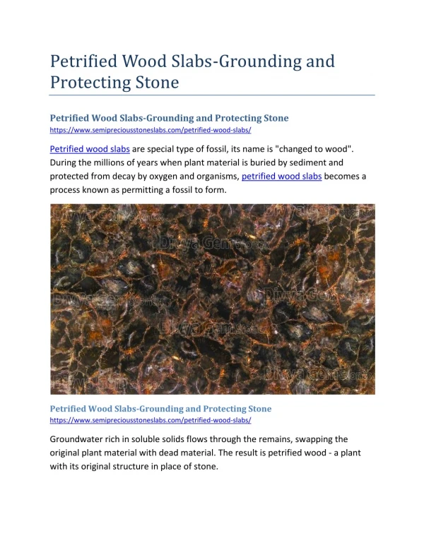 petrified wood slabs grounding and protecting