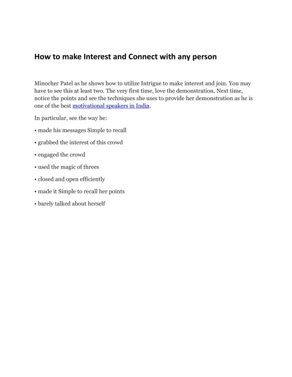 How to make Interest and Connect with any person