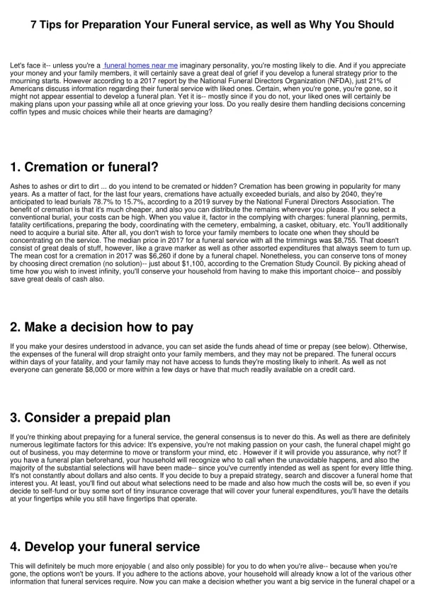 7 tips for preparation your funeral service