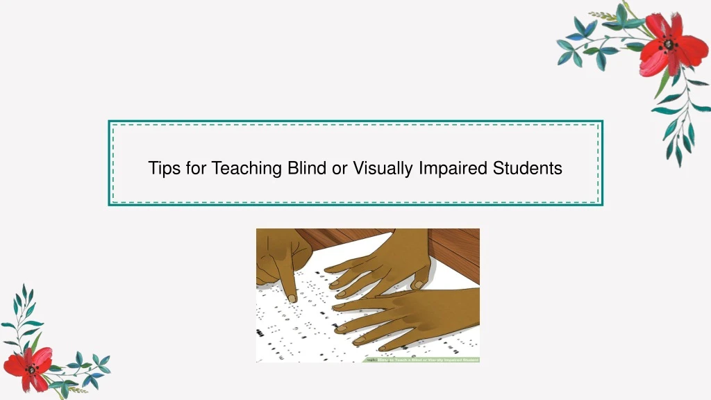 tips for teaching blind or visually impaired