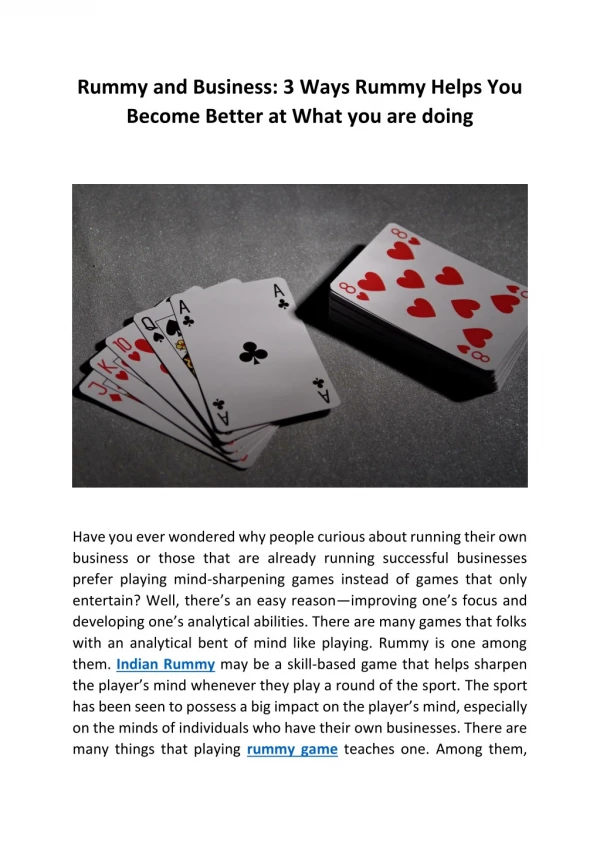 Rummy and Business: 3 Ways Rummy Helps You Become Better at What you are doing