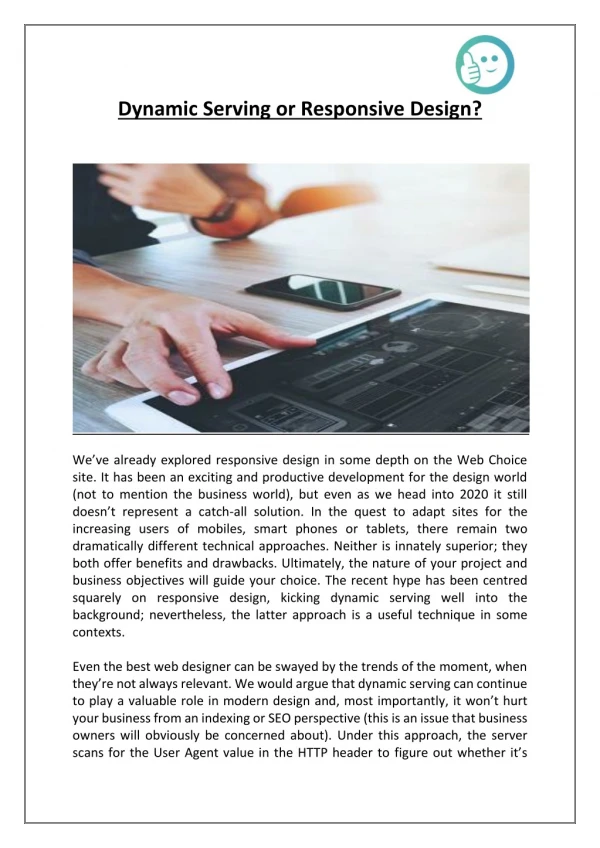 dynamic serving or responsive design