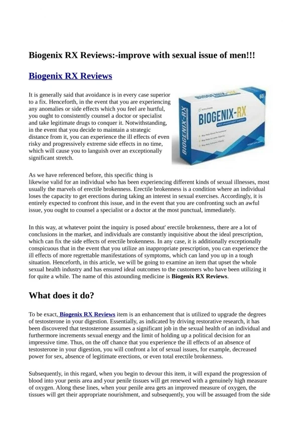 Biogenix RX Reviews