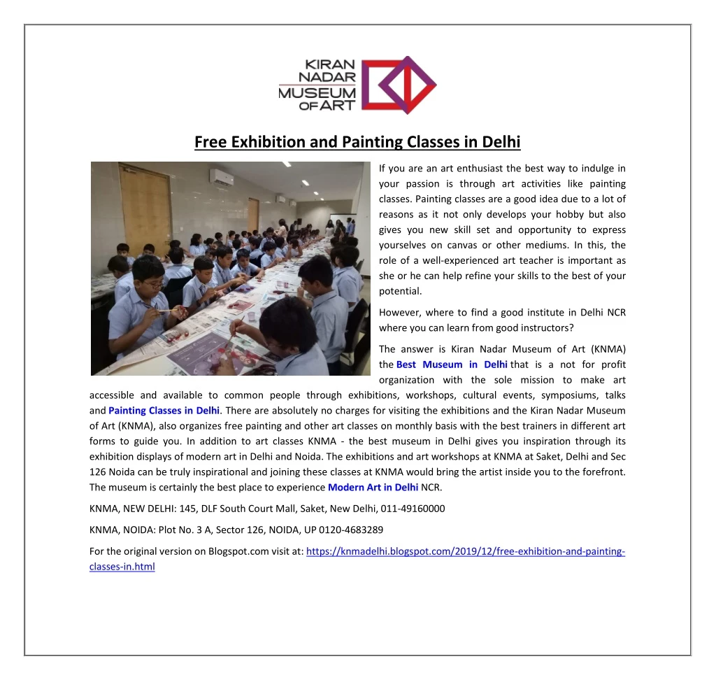 free exhibition and painting classes in delhi