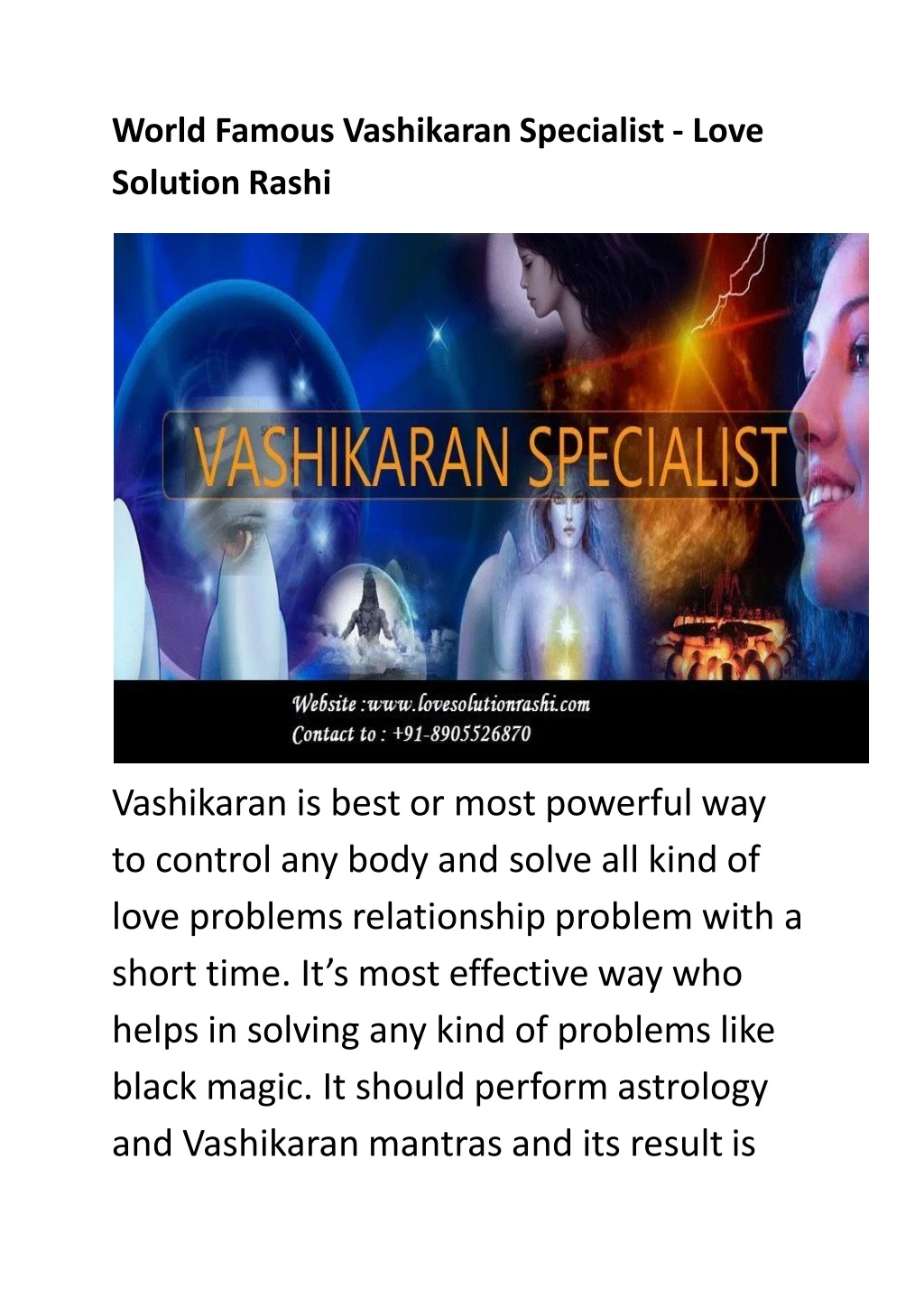 world famous vashikaran specialist love solution