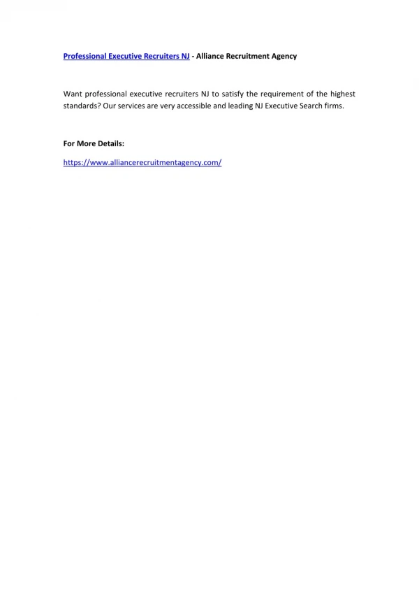 professional executive recruiters nj alliance