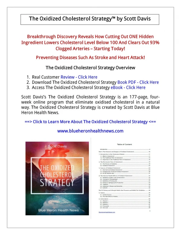 (PDF) The Oxidized Cholesterol Strategy PDF Download: Blue Heron Health News
