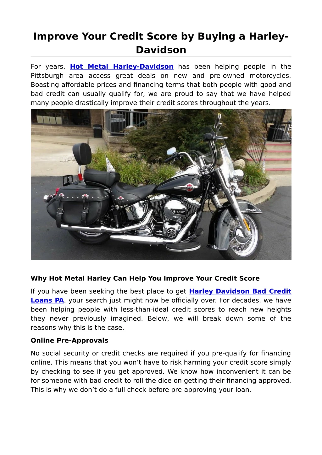 improve your credit score by buying a harley