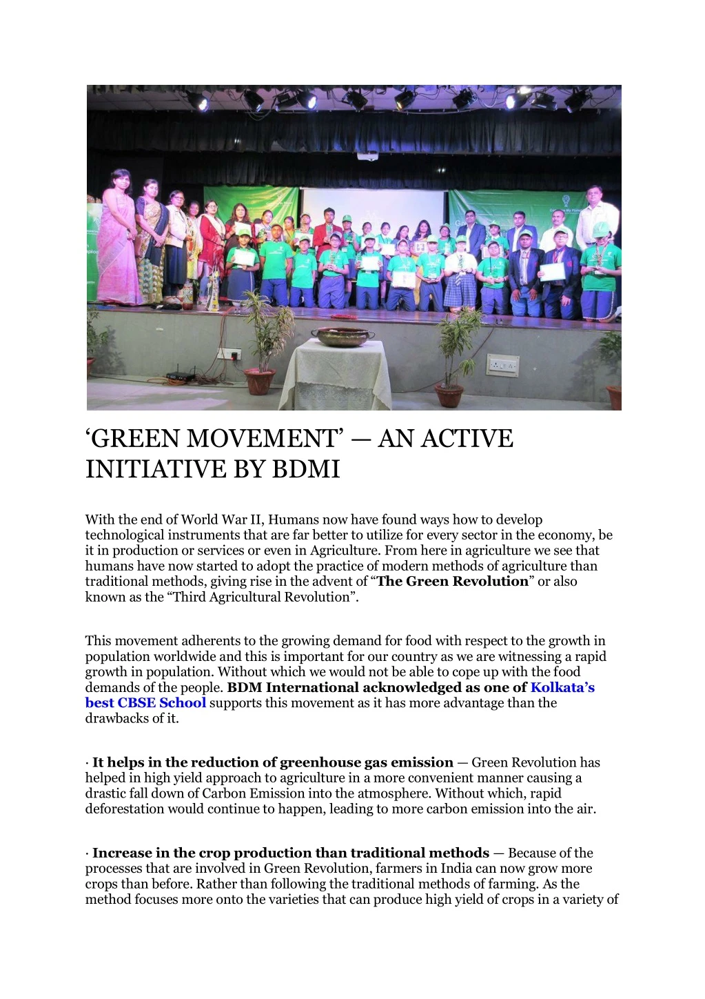 green movement an active initiative by bdmi