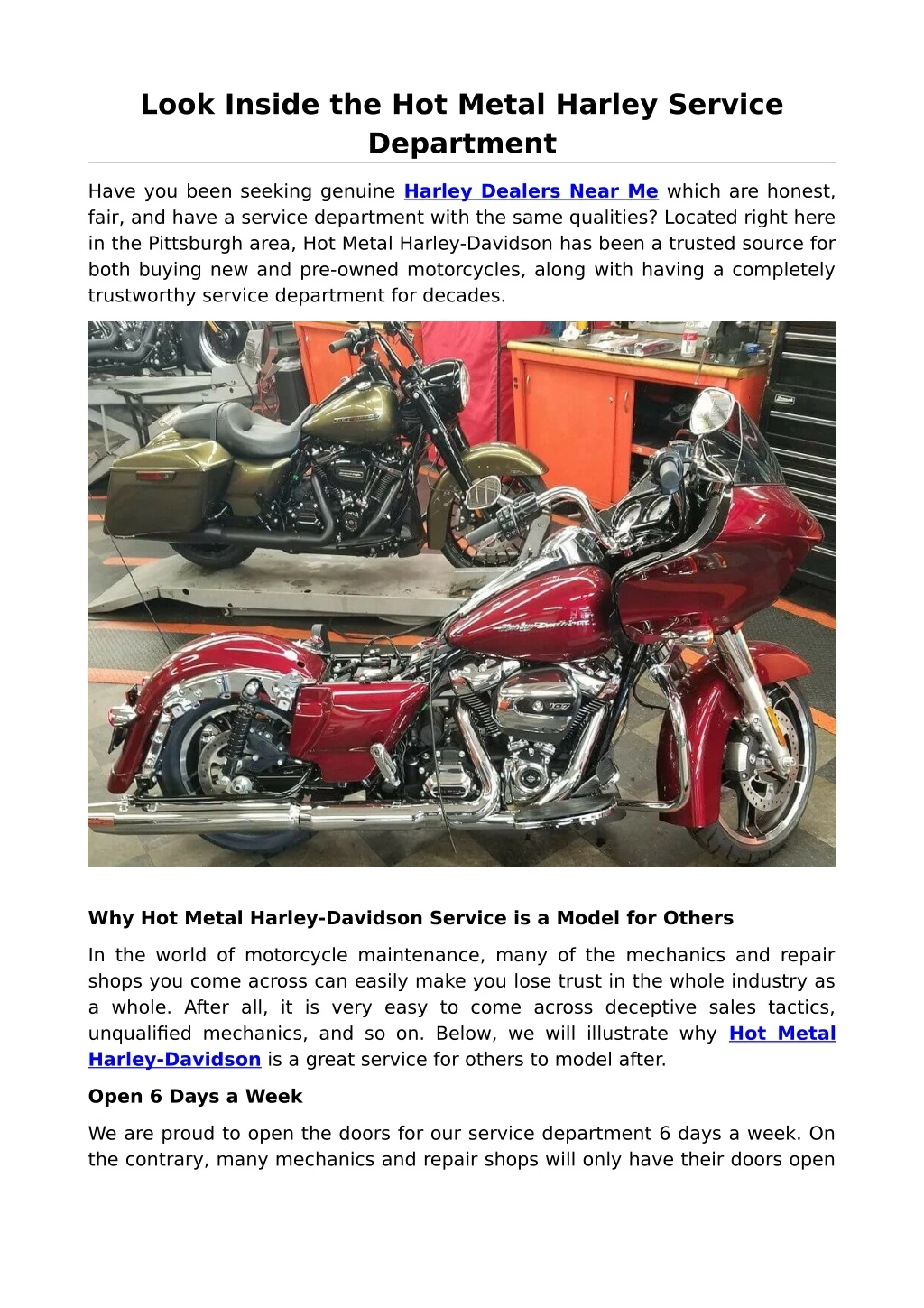 look inside the hot metal harley service