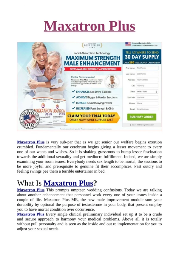 Maxatron Plus: Reviews, Benefits,Price and Where to Buy ...