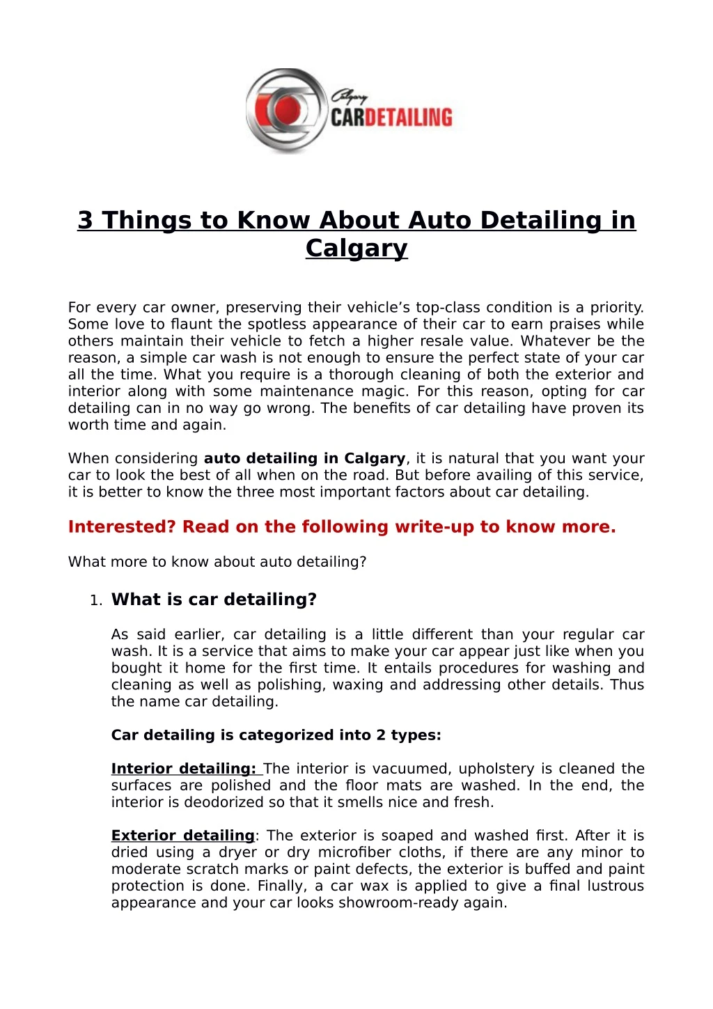 3 things to know about auto detailing in calgary