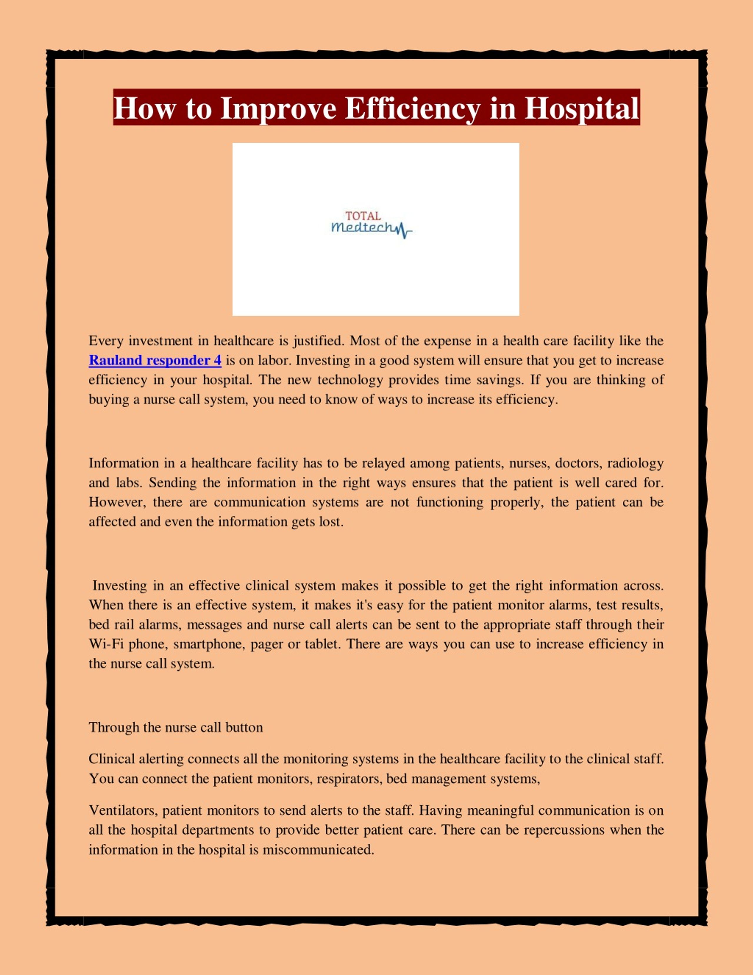 PPT - How to Improve Efficiency in Hospital PowerPoint Presentation ...