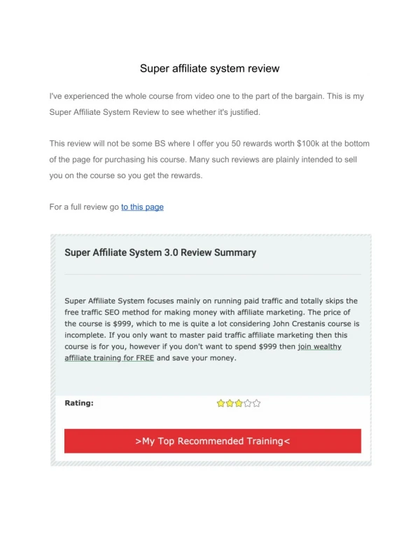 super affiliate system review