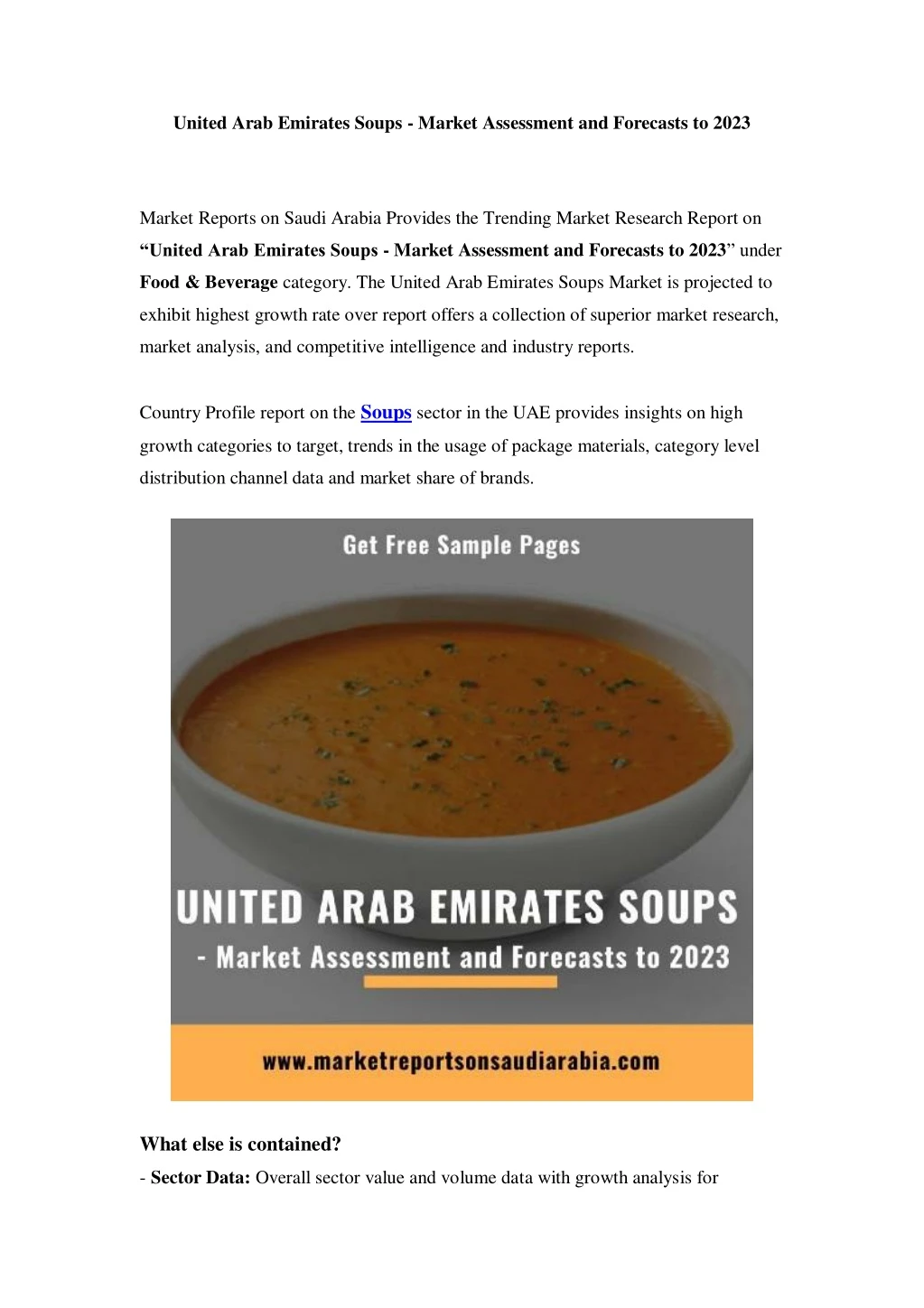 united arab emirates soups market assessment
