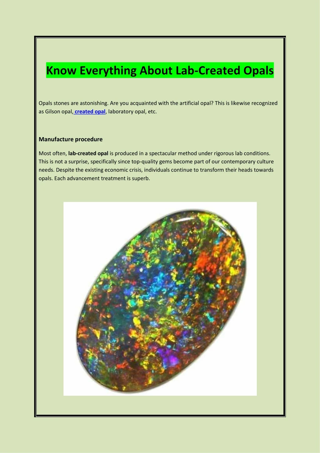 know everything about lab created opals