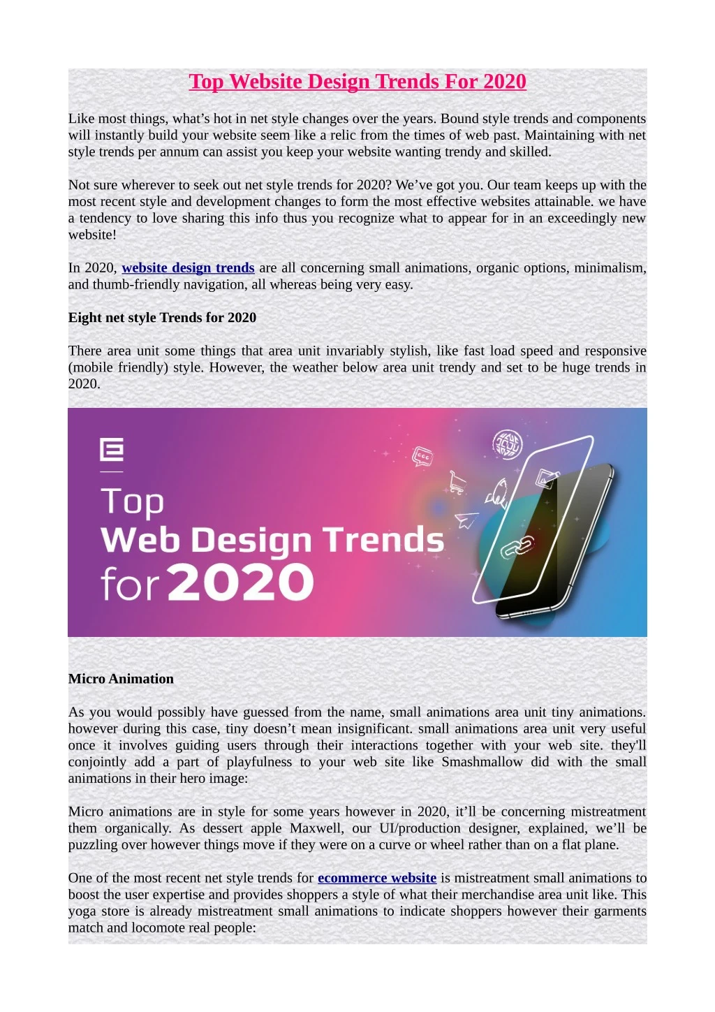 top website design trends for 2020
