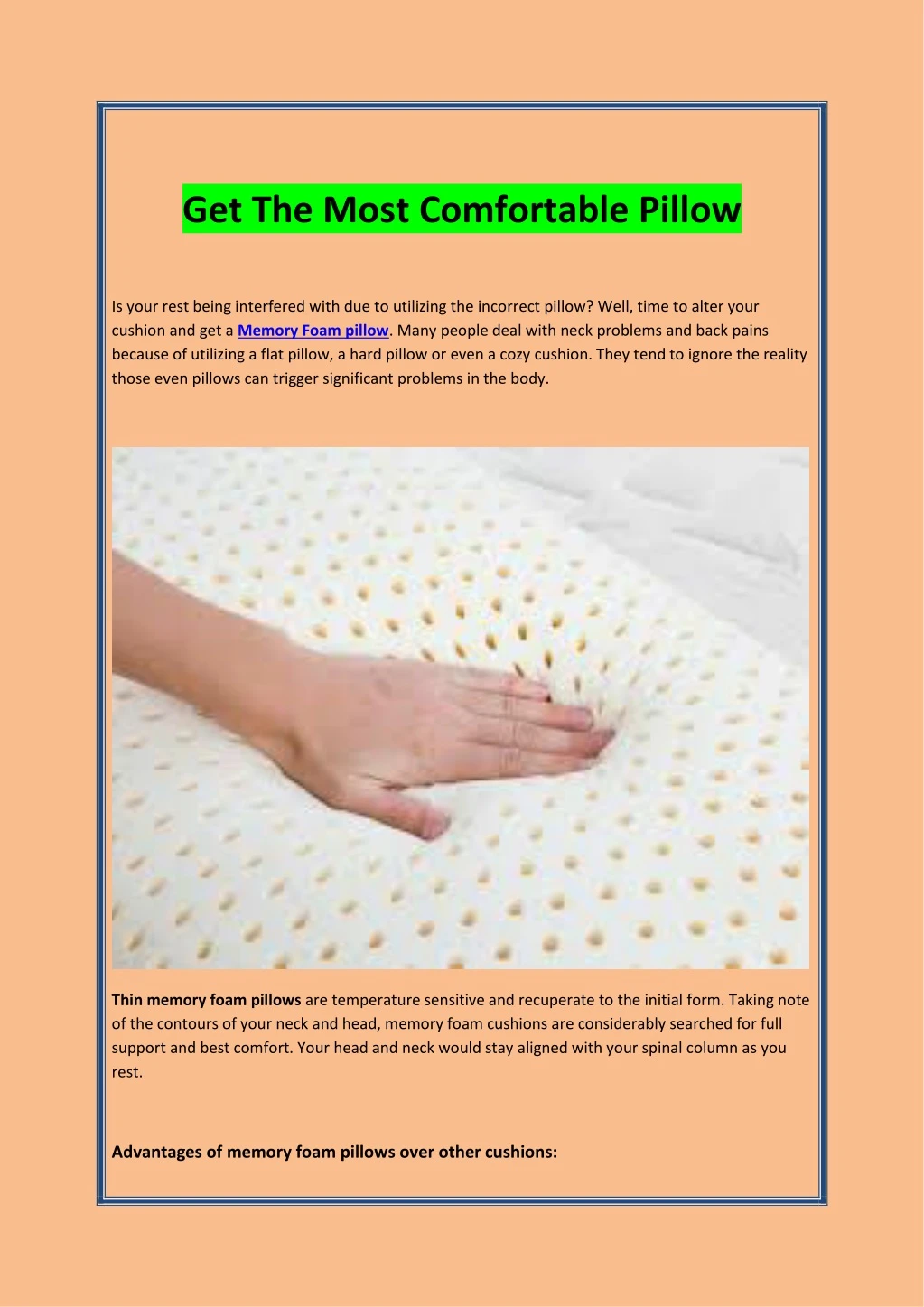 get the most comfortable pillow