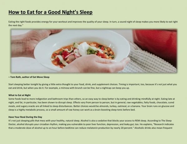 How to Eat for a Good Night’s Sleep