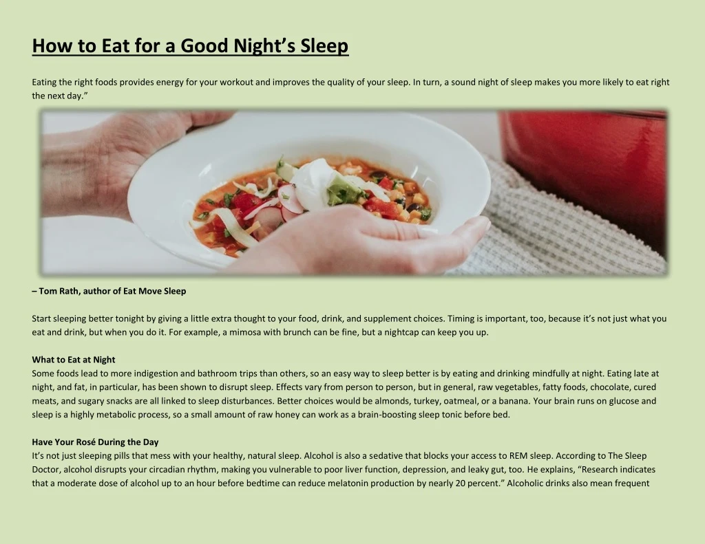 how to eat for a good night s sleep