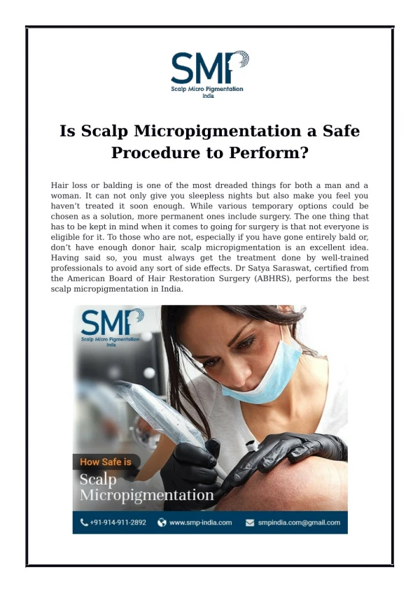 Is Scalp Micropigmentation a Safe Procedure to Perform?