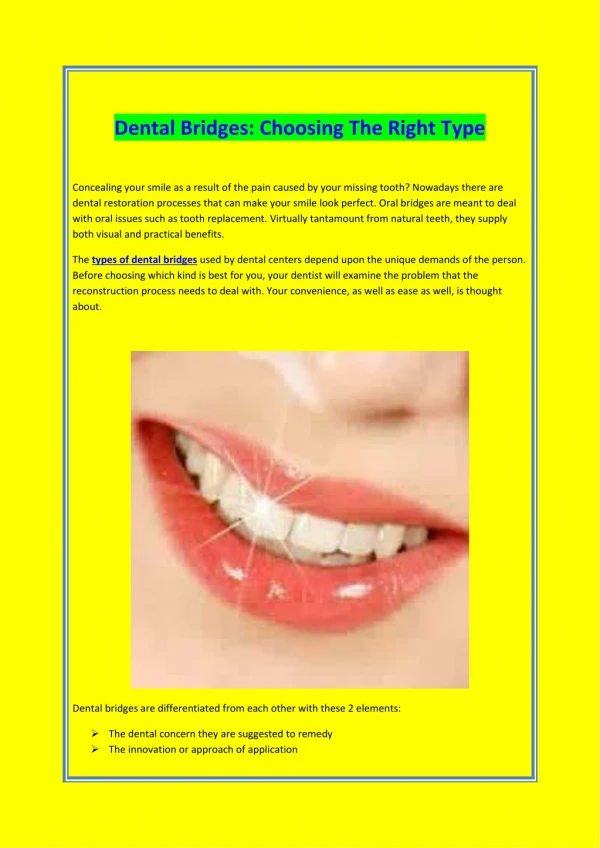 dental bridges choosing the right type