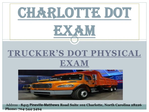 DOT Physical Exam Charlotte NC | DOT Charlotte NC