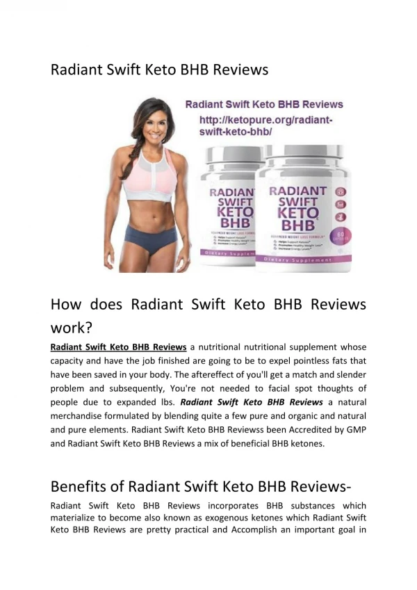 Radiant Swift Keto BHB Reviews