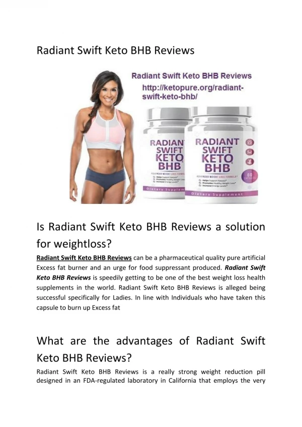 Radiant Swift Keto BHB Reviews