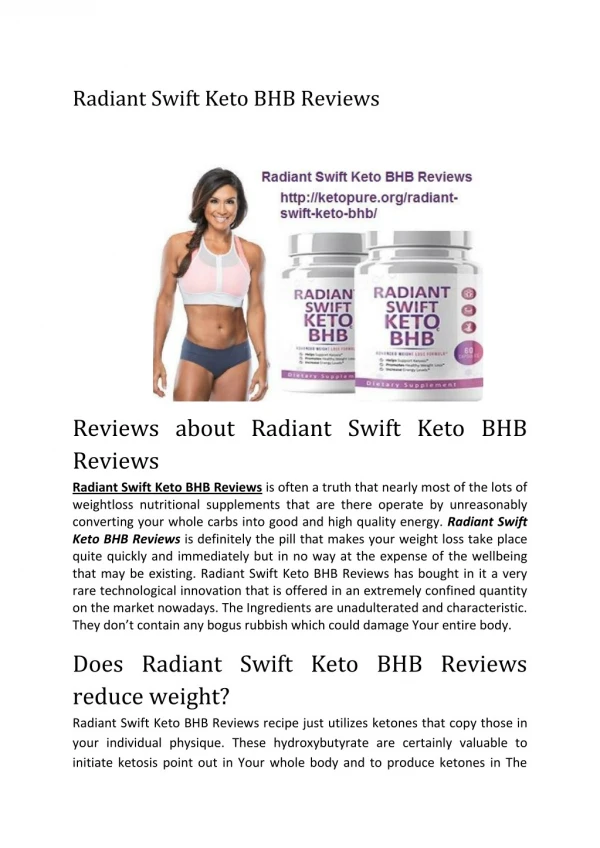 Radiant Swift Keto BHB Reviews