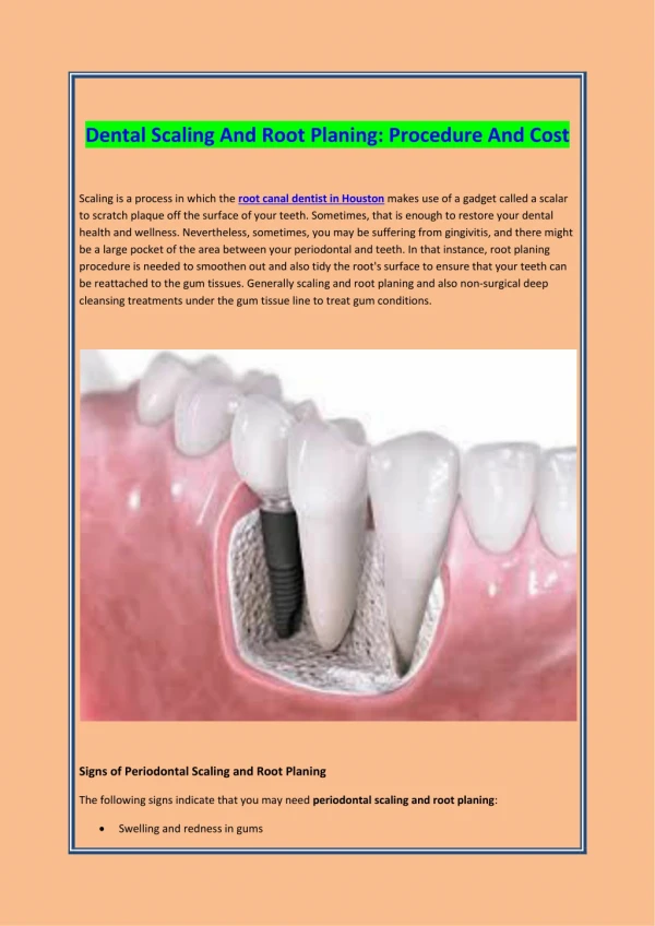 DENTAL SCALING AND ROOT PLANING PROCEDURE AND COST