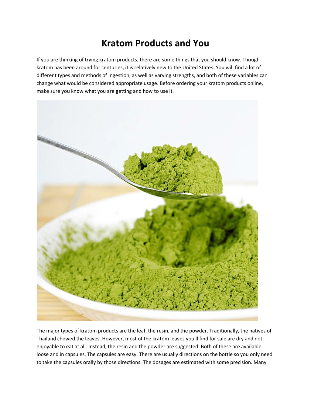 kratom products and you