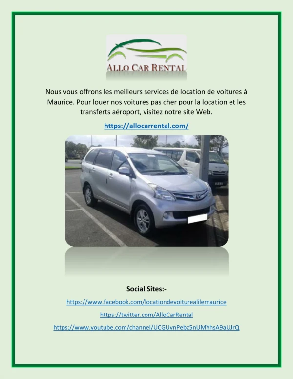 Pour la Location voiture Maurice