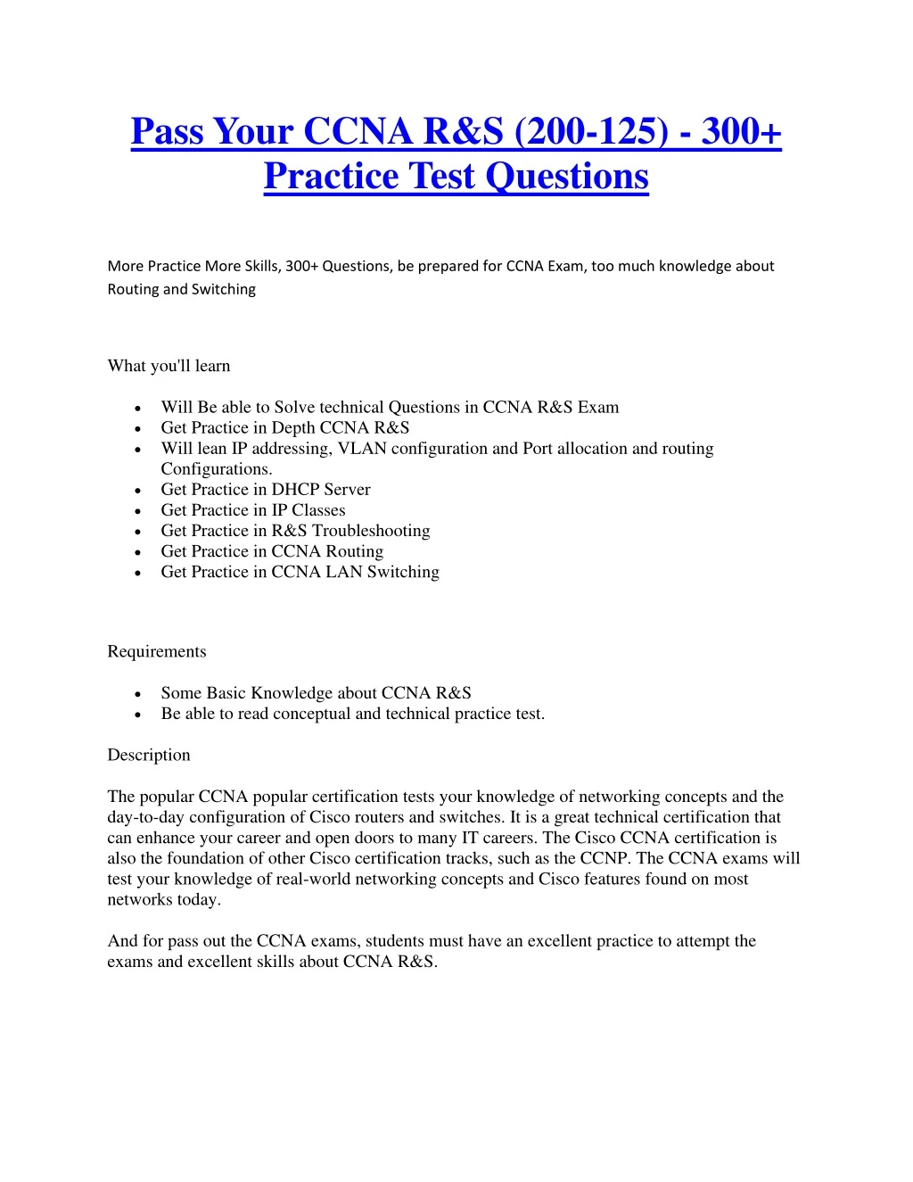 pass your ccna r s 200 125 300 practice test