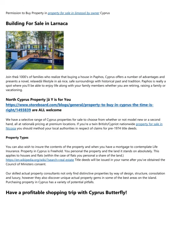 Cyprus property - Investment in Cyprus Properties