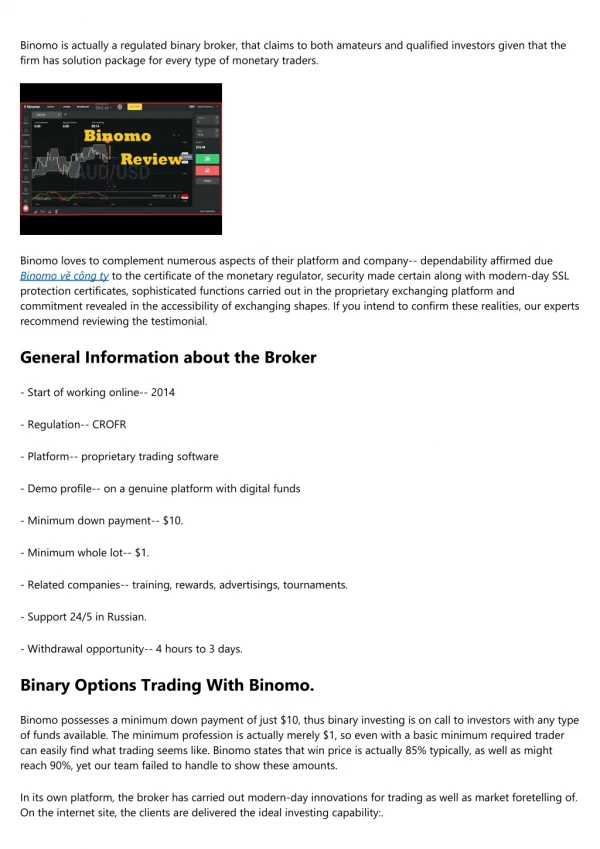 Binomo broker evaluation