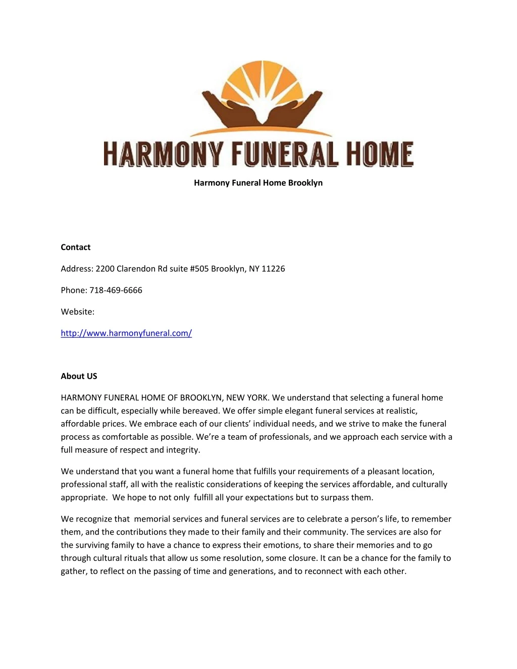 harmony funeral home brooklyn