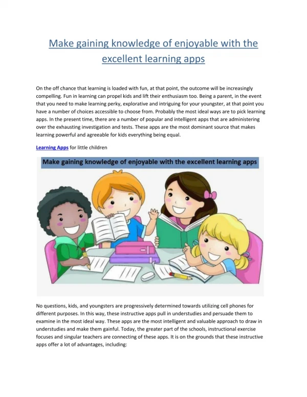 Make gaining knowledge of enjoyable with the excellent learning apps